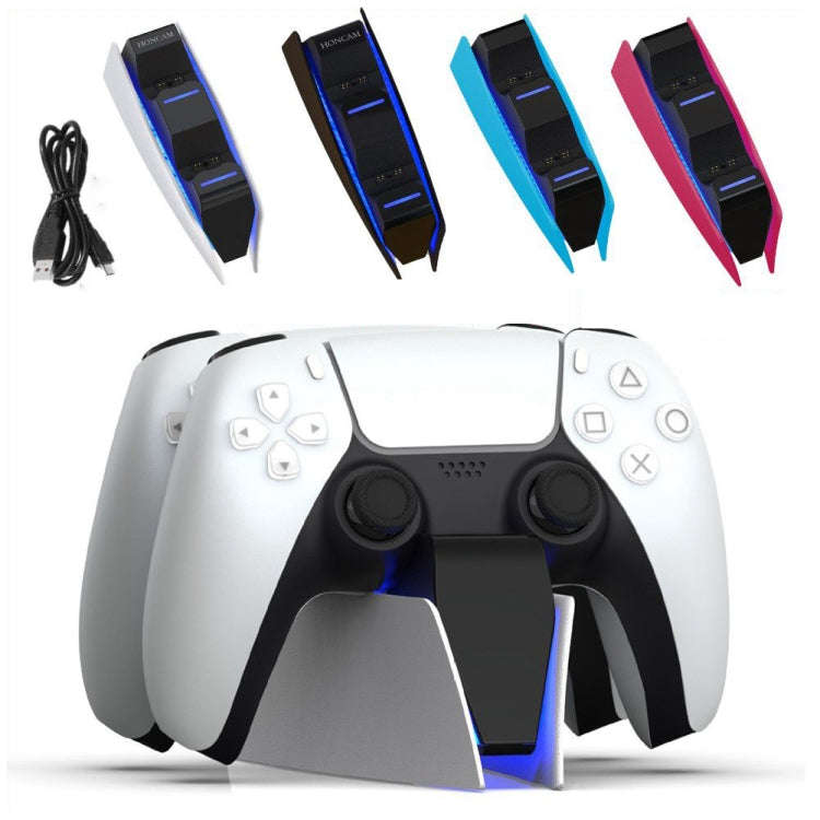 HONCAM For PS5 Gamepad Charger Dual Dock Charger(White)