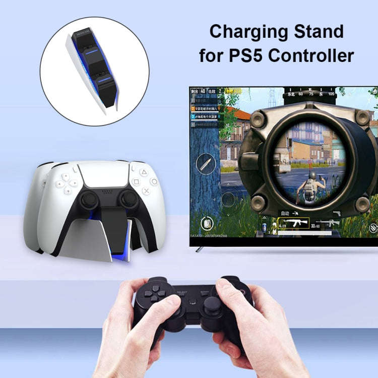 HONCAM For PS5 Gamepad Charger Dual Dock Charger(White)