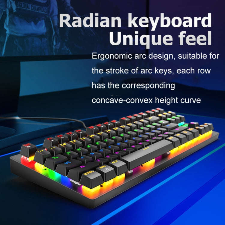 ZIYOULANG K2 87 Keys Office Laptop Punk Glowing Mechanical Wired Keyboard, Cable Length: 1.5m, Co...