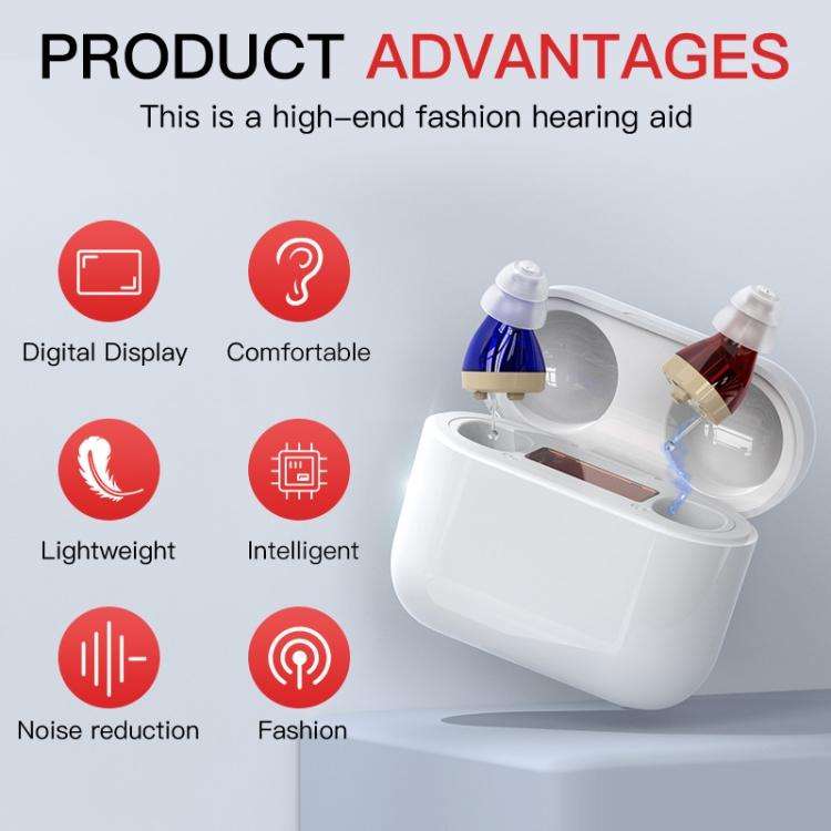 GM-912 Digital Hearing Aid Sound Amplifier With Digital Display Charging Compartment(Red Blue)