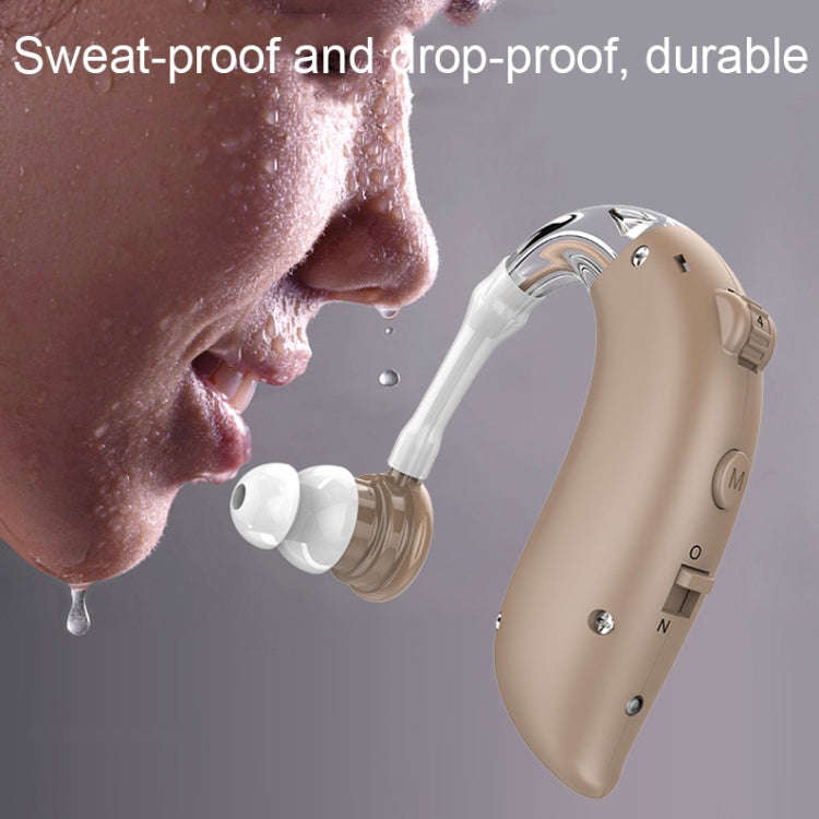 GM-105 Smart Noise Cancelling Ear-hook Rechargeable Elderly Hearing Aids, Spec: US Pulg(Skin Color)
