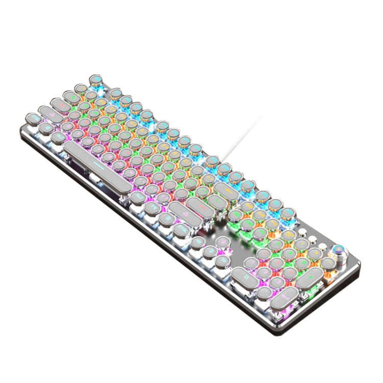 K820 104 Keys Retro Punk Plating Knob Glowing Wired Green Shaft Keyboard, Cable Length: 1.6m, Sty...