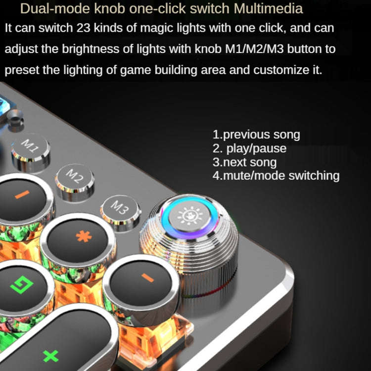 K820 104 Keys Retro Punk Plating Knob Glowing Wired Green Shaft Keyboard, Cable Length: 1.6m, Sty...