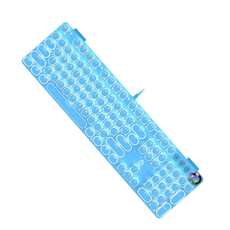 K820 104 Keys Retro Punk Plating Knob Glowing Wired Green Shaft Keyboard, Cable Length: 1.6m, Sty...