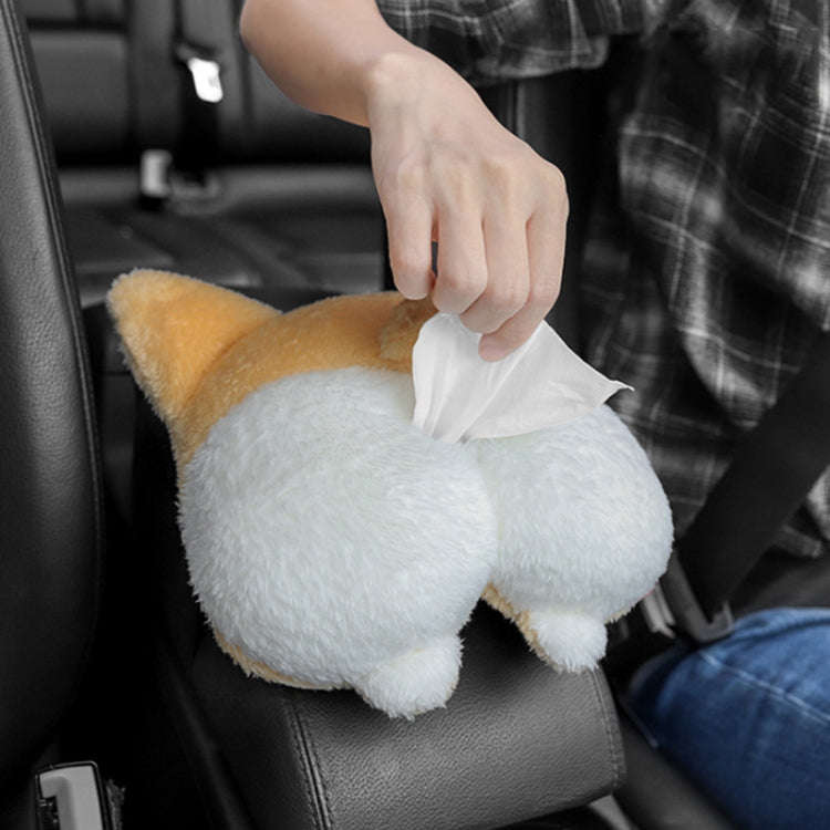 Multifunctional Cartoon Armrest Box Seat Back Tissue Box, Styles: Corgi