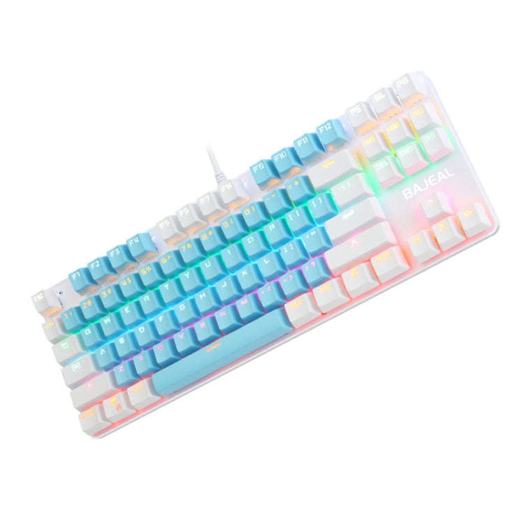 BAJEAL K100 87 Keys Green Shaft Wired Mechanical Keyboard, Cable Length: 1.6m(Blue White)