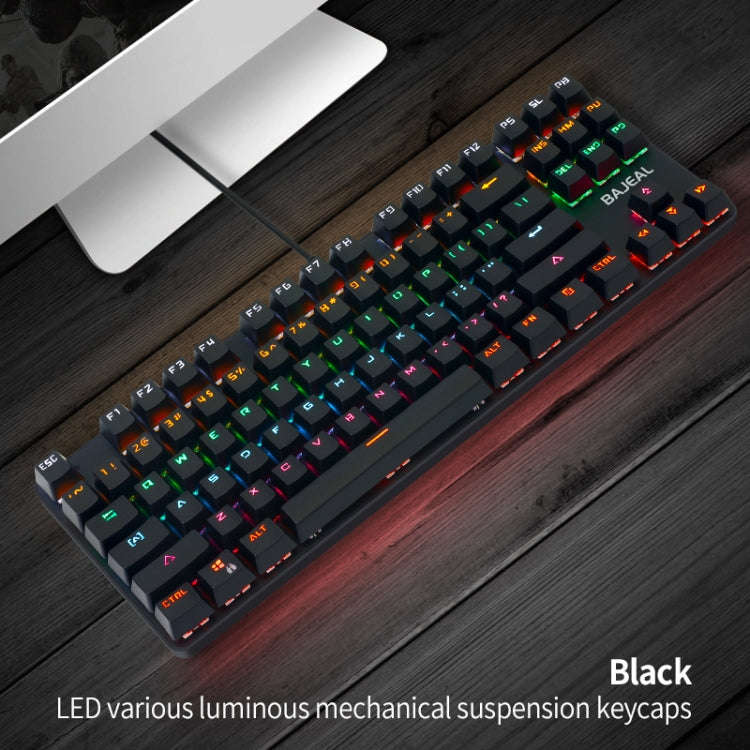 BAJEAL K100 87 Keys Green Shaft Wired Mechanical Keyboard, Cable Length: 1.6m(Black)