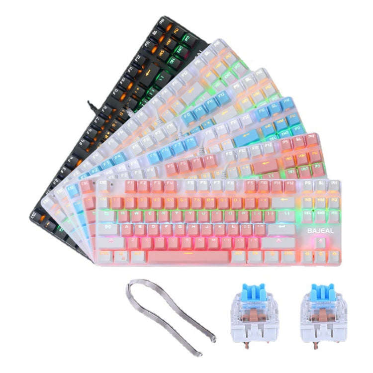 BAJEAL K100 87 Keys Green Shaft Wired Mechanical Keyboard, Cable Length: 1.6m(Blue White)