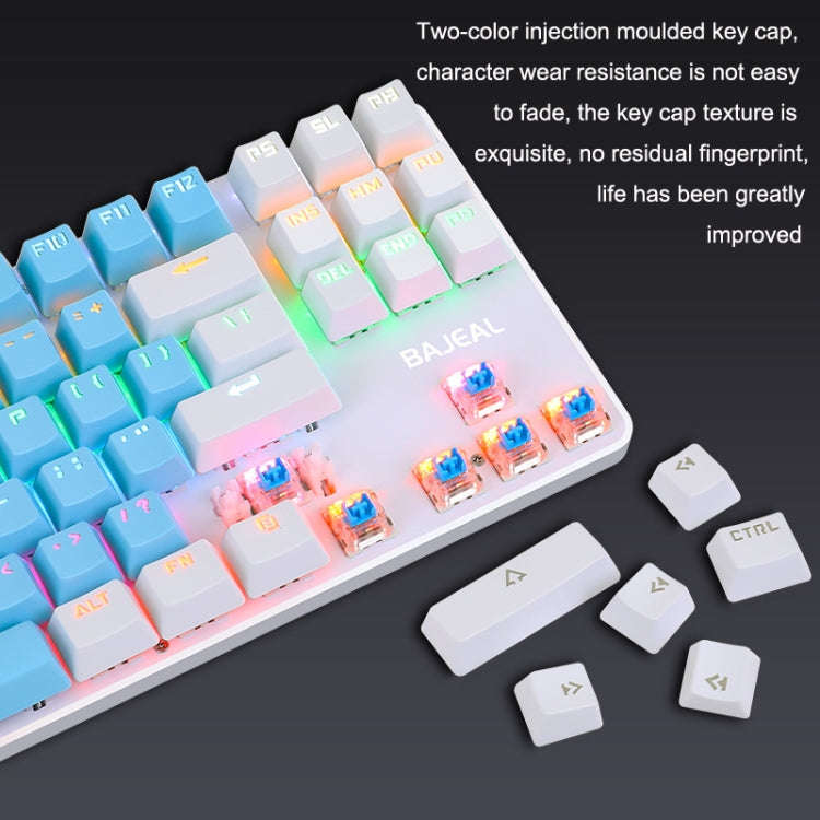 BAJEAL K100 87 Keys Green Shaft Wired Mechanical Keyboard, Cable Length: 1.6m(Blue White)