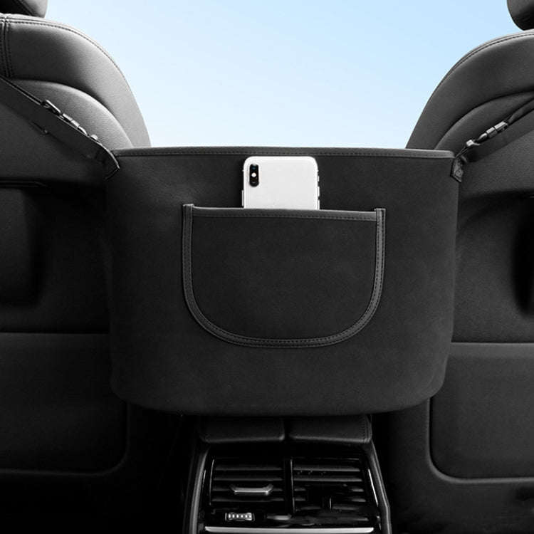 DE RAN FU Car Seat Storage Bag Chair Back Fur Leather Storage Bag(Black)