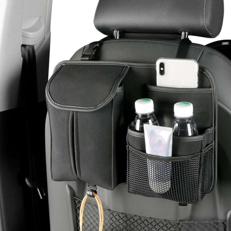 DE RAN FU Flip Fur Car Seat BackTissue Box Storage Hanging Bag With Hook(Black)