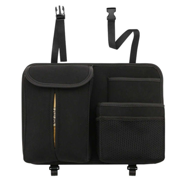 DE RAN FU Flip Fur Car Seat BackTissue Box Storage Hanging Bag With Hook(Black)