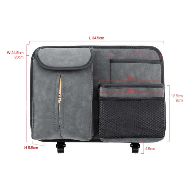 DE RAN FU Flip Fur Car Seat BackTissue Box Storage Hanging Bag With Hook(Brown)