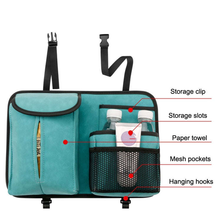 DE RAN FU Flip Fur Car Seat BackTissue Box Storage Hanging Bag With Hook(Blue)