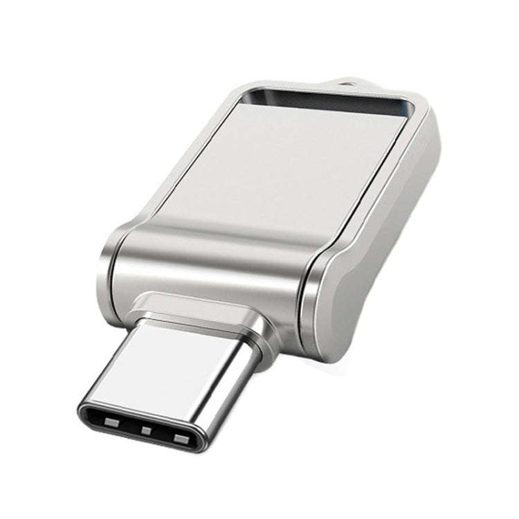 64GB USB 2.0 + Type-C/USB-C High Speed Mini Computer and Phone Dual-purpose Rotary U Disk(Silver)