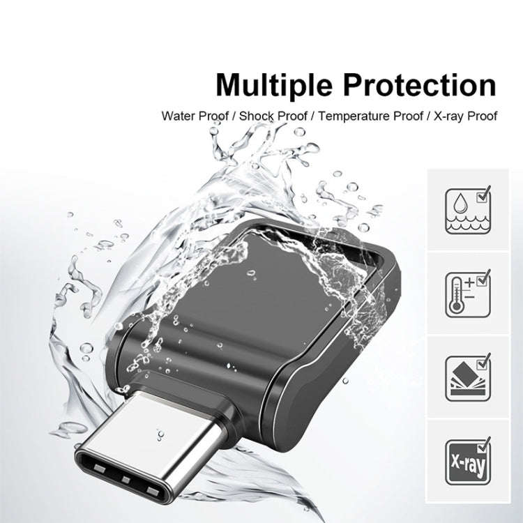 128GB USB 2.0 + Type-C/USB-C High Speed Mini Computer and Phone Dual-purpose Rotary U Disk(Silver)