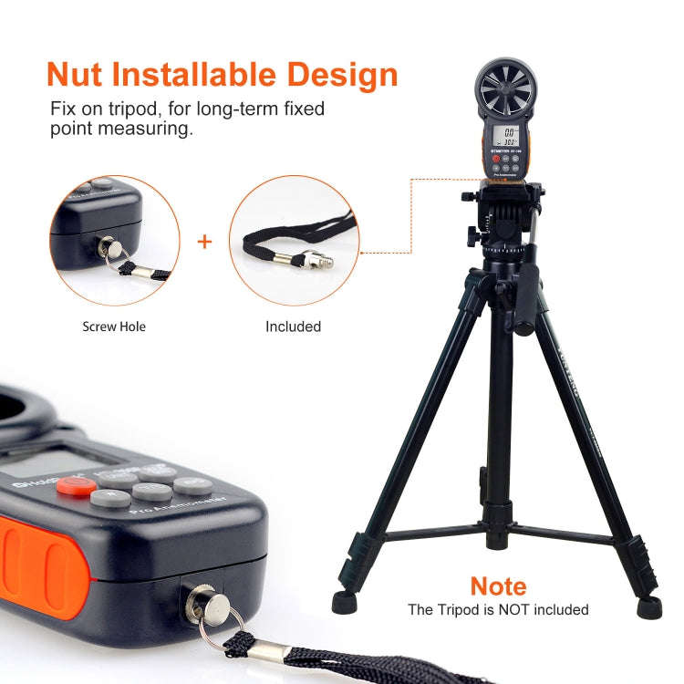 BT-100 Handheld Anemometer Wind Speed Wind Chill Temperature Measuring Instrument(Black)