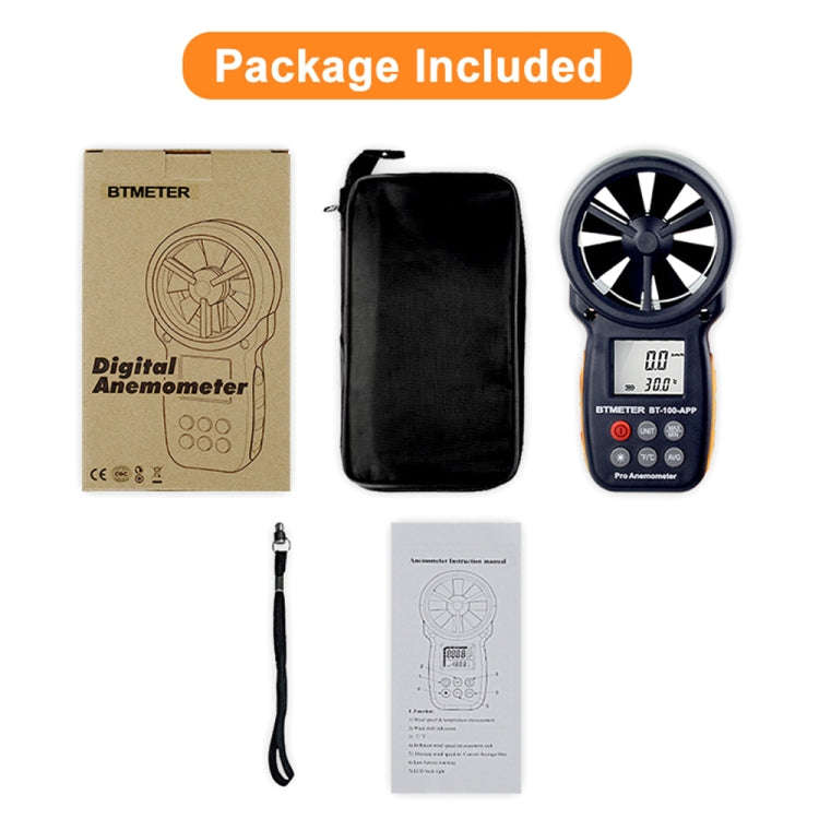 BT-100 Handheld Anemometer Wind Speed Wind Chill Temperature Measuring Instrument(Black)
