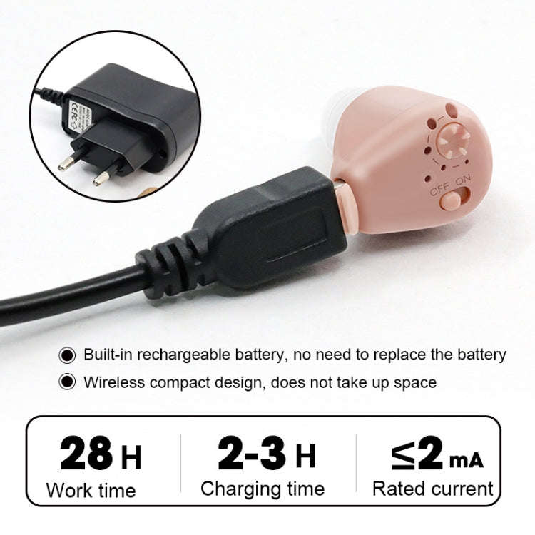 K-88 Wireless Elderly Sound Amplifier Sound Collector Mini Charging Hearing Aids, Plug: US Plug