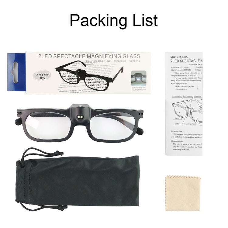 Glasses-Type Painting and Reading Magnifying Glass with 2LED Lights, Specification: 19156-3A