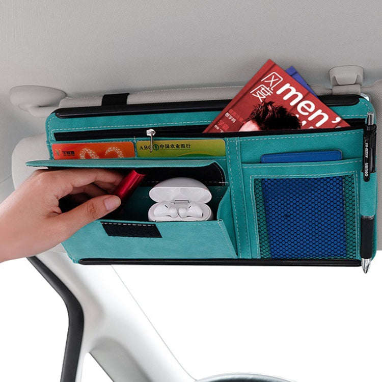 DE RAN FU Car Shade Glasses Box Storage Bag Car Flip Fur Glue Box Zipper Card Bag(Blue)