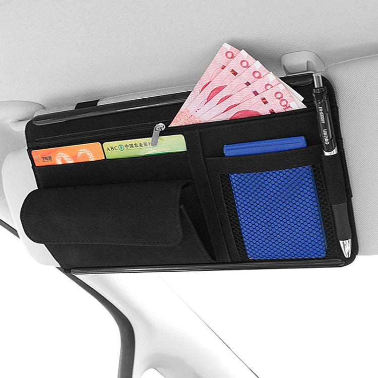DE RAN FU Car Shade Glasses Box Storage Bag Car Flip Fur Glue Box Zipper Card Bag(Black)