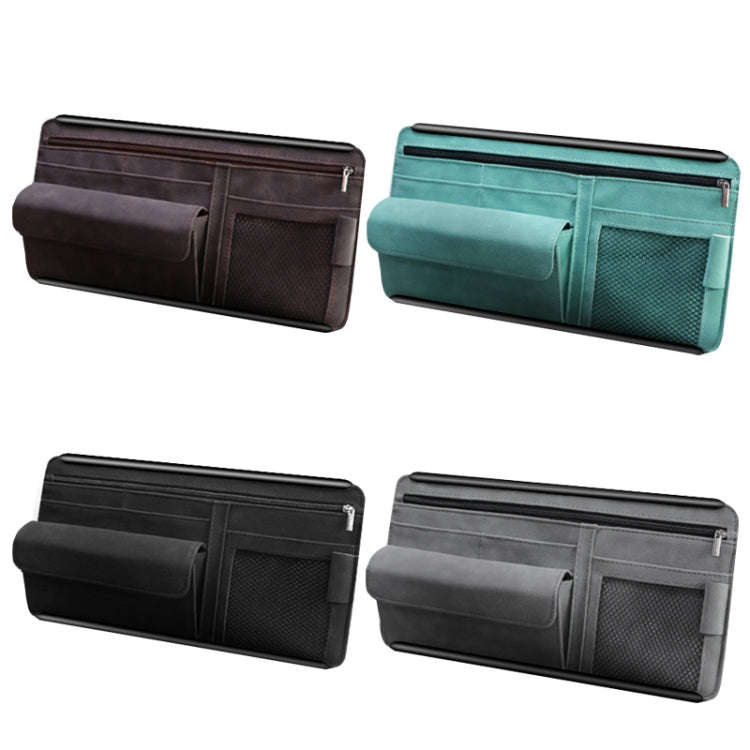 DE RAN FU Car Shade Glasses Box Storage Bag Car Flip Fur Glue Box Zipper Card Bag(Blue)