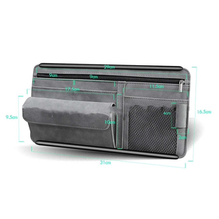 DE RAN FU Car Shade Glasses Box Storage Bag Car Flip Fur Glue Box Zipper Card Bag(Grey)