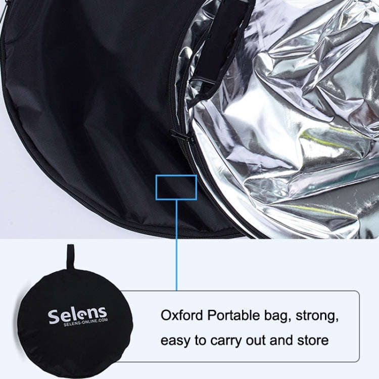 Selens  5 In 1 (Gold / Silver  / White / Black / Soft Light) Folding Reflector Board, Size: 60x90cm