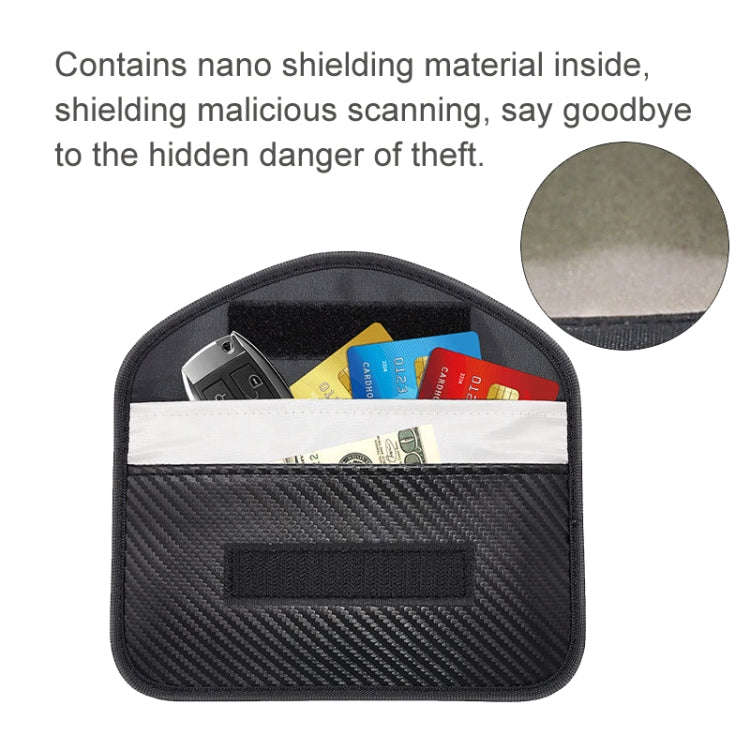 Carbon Fiber Signal Shielding Bag Radiation-proof RFID Phone Key Bag 20 x 10cm(Black)