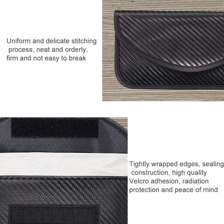 Carbon Fiber Signal Shielding Bag Radiation-proof RFID Phone Key Bag 20 x 10cm(Black)