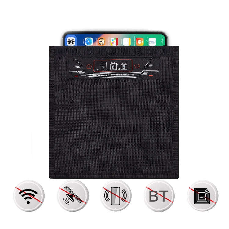 Rolled Edge Cell Phone Tablet RFID Privacy Protection Bag Car Key Signal Shielding Bag(Black)