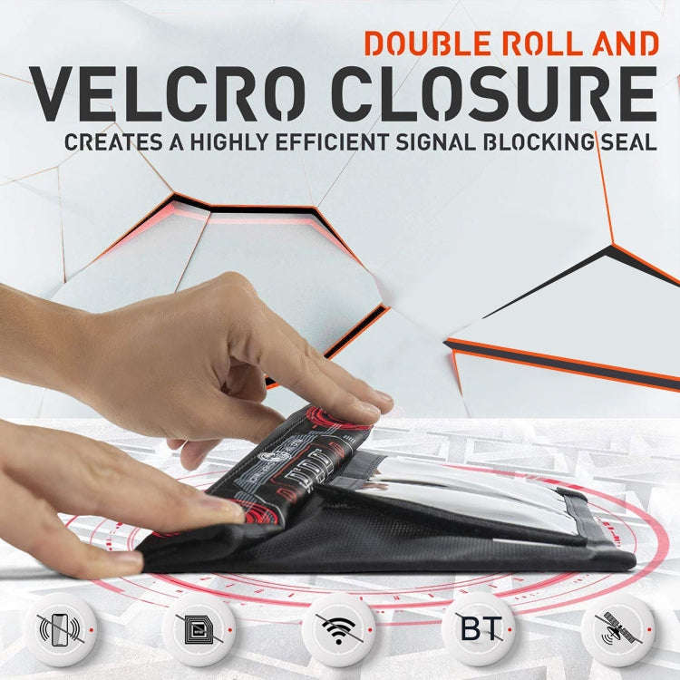Rolled Edge Cell Phone Tablet RFID Privacy Protection Bag Car Key Signal Shielding Bag(Black)