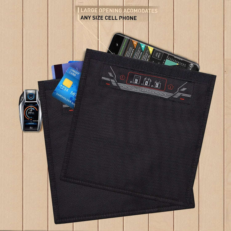 Rolled Edge Cell Phone Tablet RFID Privacy Protection Bag Car Key Signal Shielding Bag(Black)