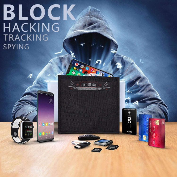 Rolled Edge Cell Phone Tablet RFID Privacy Protection Bag Car Key Signal Shielding Bag(Black)