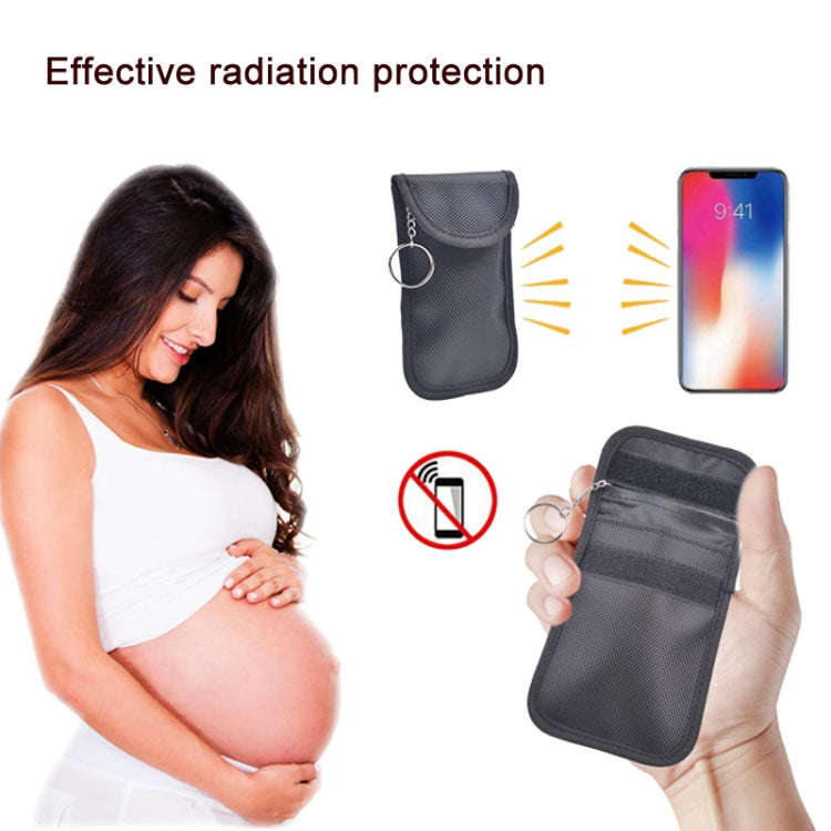 Double Buckle Car Key Signal Shielding Bag Anti-Magnetic RFID Card Case(Black)