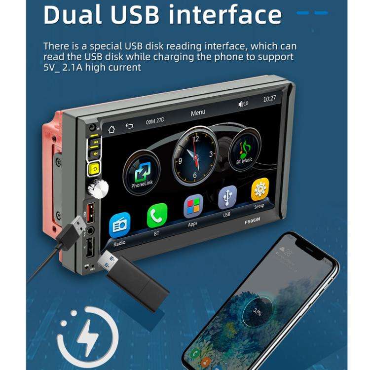 7 Inch Wireless CarPlay Mobile Phone Interconnection Car MP5(FS06W)