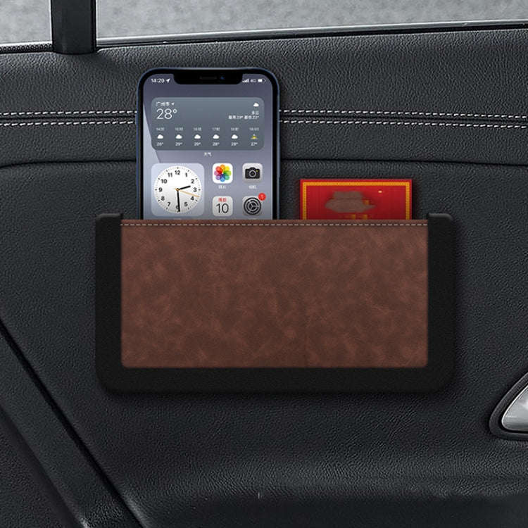 DE RAN FU Car Phone Storage Box Self-adhesive Rolling Pyebata Storage Bag(Brown)