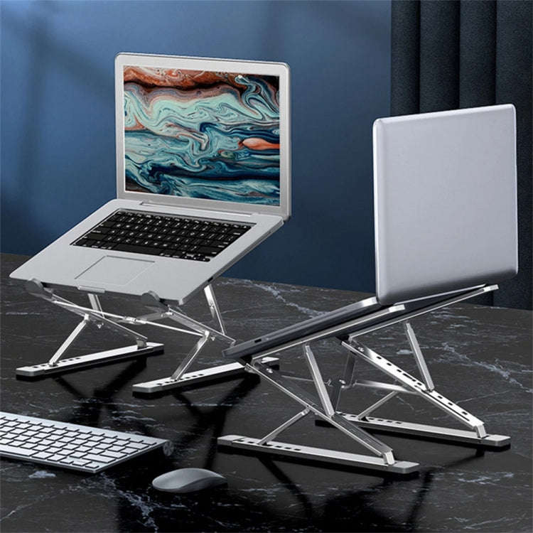 N8 Double-layer Foldable Lifting Aluminum Alloy Laptop Heat Dissipation Stand, Color: Silver