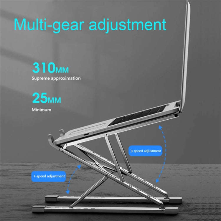 N8 Double-layer Foldable Lifting Aluminum Alloy Laptop Heat Dissipation Stand, Color: Silver