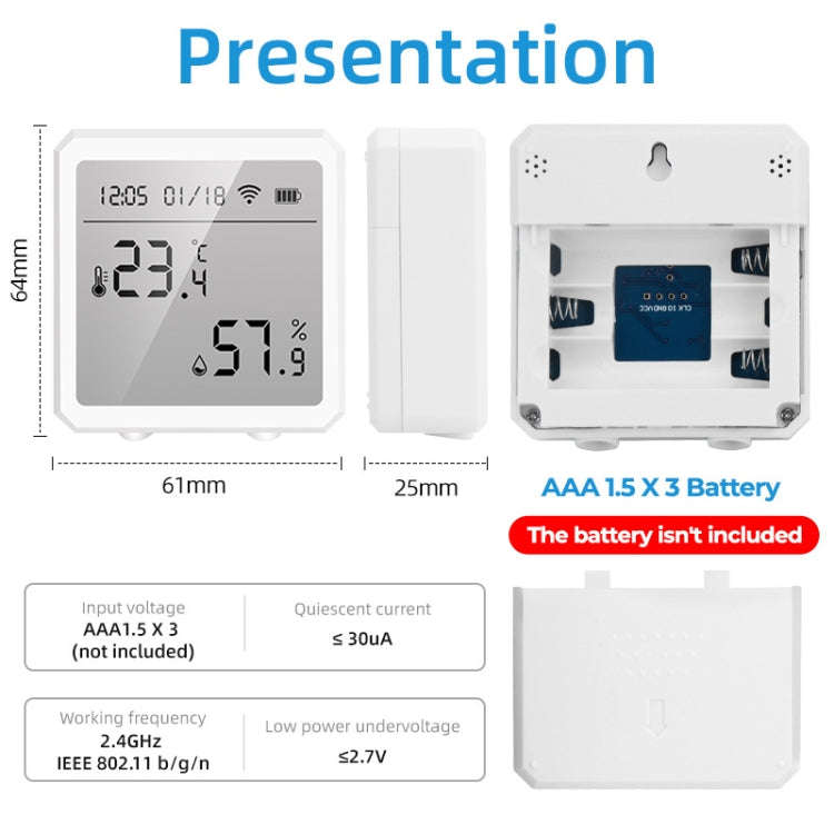 Wifi Temperature And Humidity Meter Sensor Equipment Smart Home Graffiti APP Temperature And Humi...