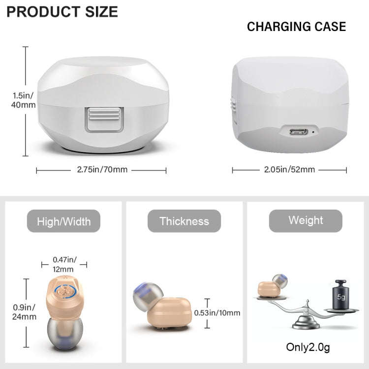 Z-127C TWS Charging Hearing Aid Sound Amplifier Auxiliary Listener(Red Blue)