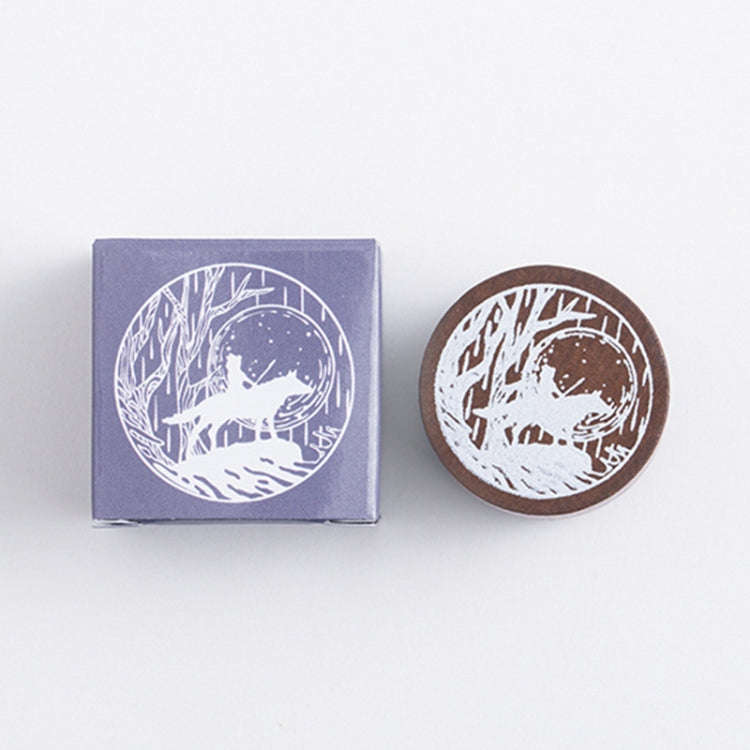 Round Wooden Stamps Vintage DIY Handbook Multifunctional Decorative Stamps, Style: Night Search