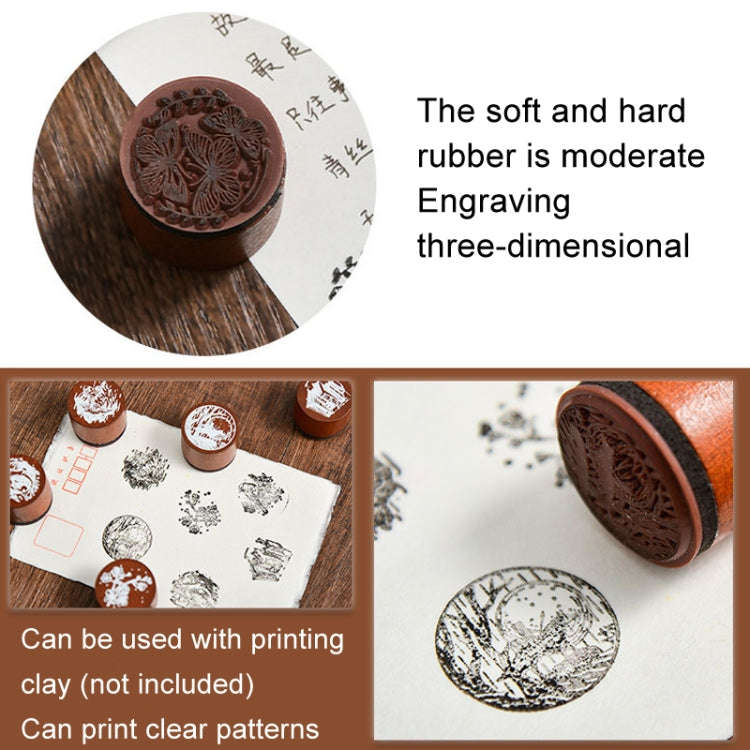 Round Wooden Stamps Vintage DIY Handbook Multifunctional Decorative Stamps, Style: Voyage