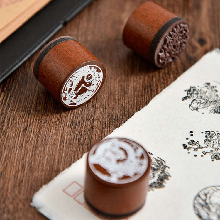 Round Wooden Stamps Vintage DIY Handbook Multifunctional Decorative Stamps, Style: Voyage