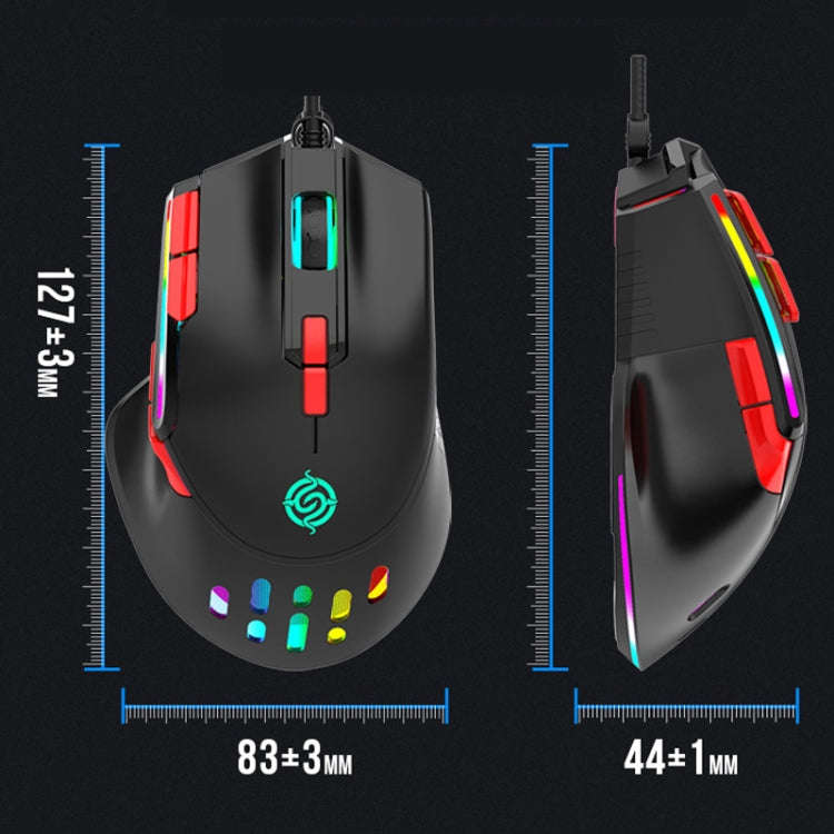 K-Snake Q15 9 Keys RGB Light Effect Wired Mechanical Mouse, Cable Length: 1.5m(Black)