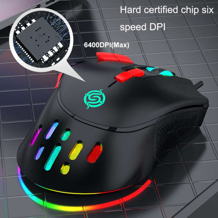 K-Snake Q15 9 Keys RGB Light Effect Wired Mechanical Mouse, Cable Length: 1.5m(Black)