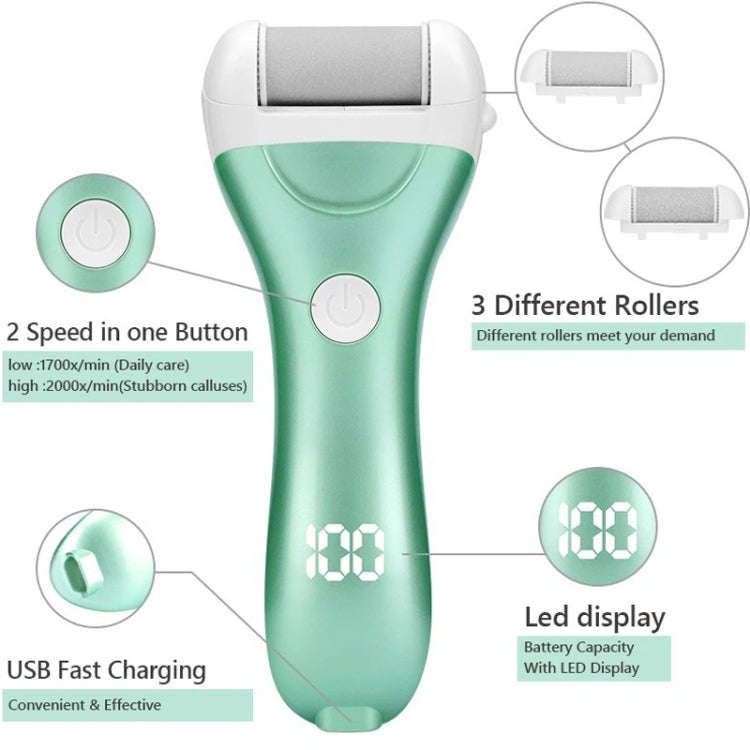 Electric Foot Grinder Digital Display USB Pedicure Peeling(Pink)