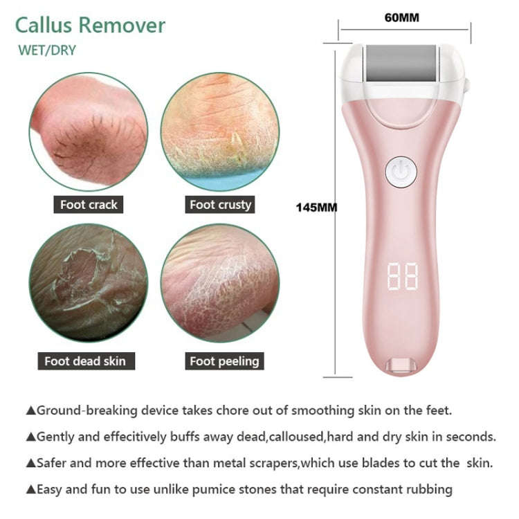 Electric Foot Grinder Digital Display USB Pedicure Peeling(Pink)