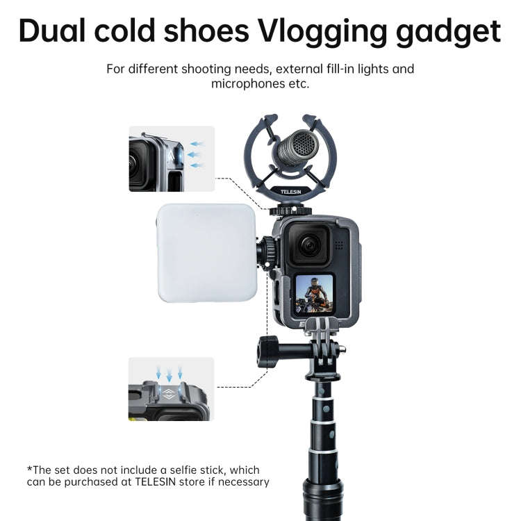 TELESIN Aluminium Alloy Frame Case For GoPro Hero11 Black / HERO10 Black / HERO9 Black ,Spec: Reg...